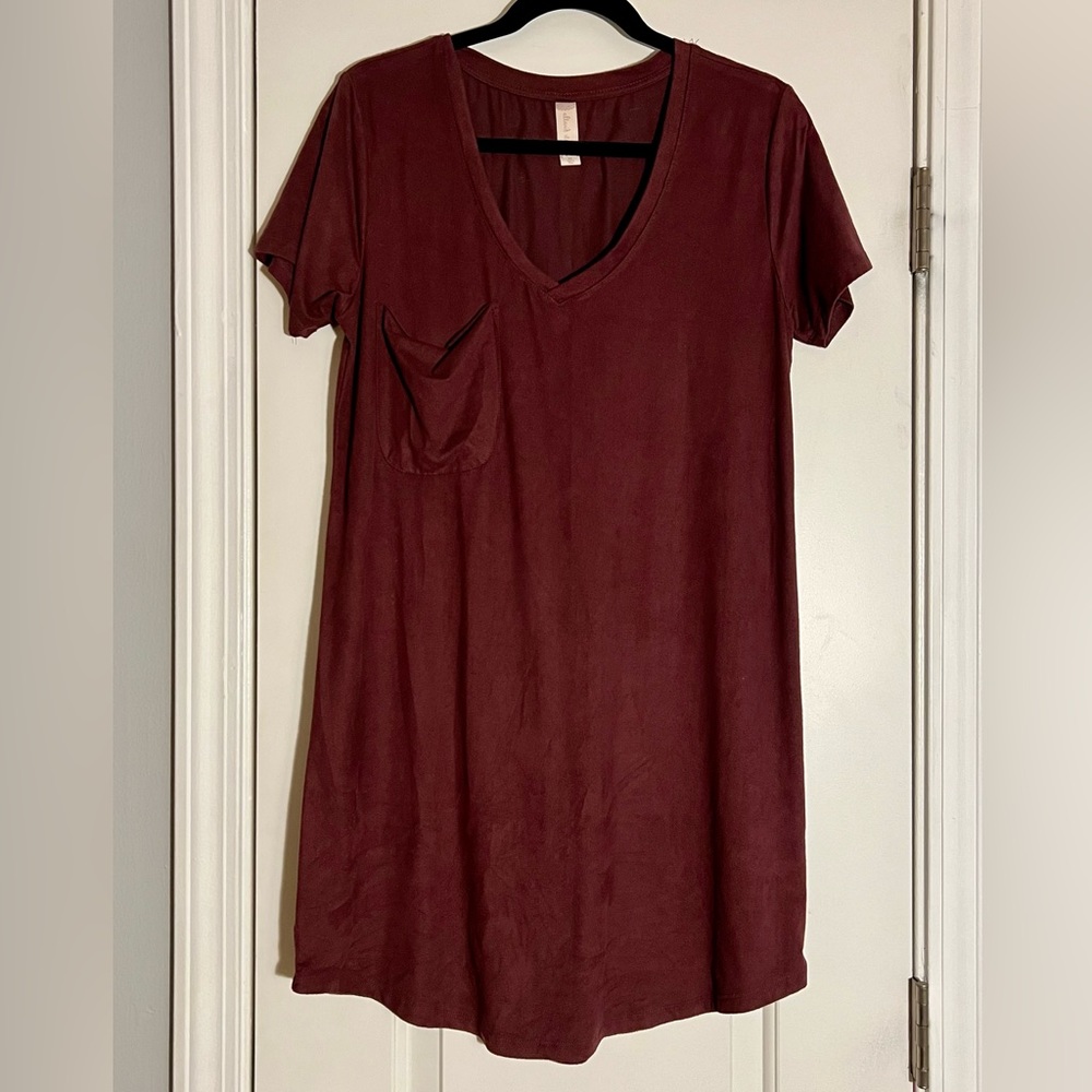 Altar’d State Pocket T-Shirt Dress Faux Suede Polyester